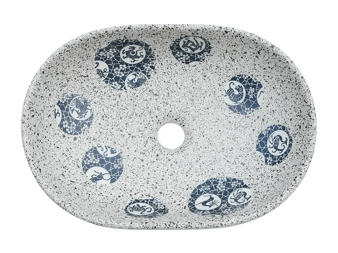 Vasque à poser gris et bleu ovale 47x33x13 cm céramique