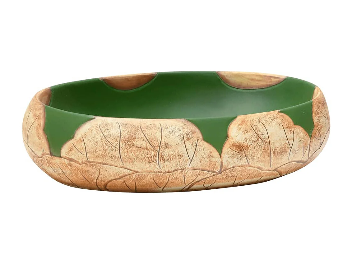 Vasque à poser vert et marron ovale 59x40x15 cm céramique