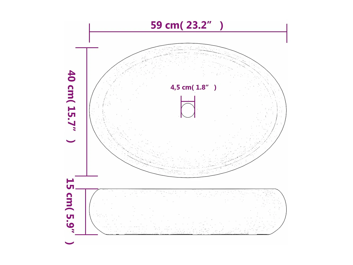 Vasque à poser vert et marron ovale 59x40x15 cm céramique