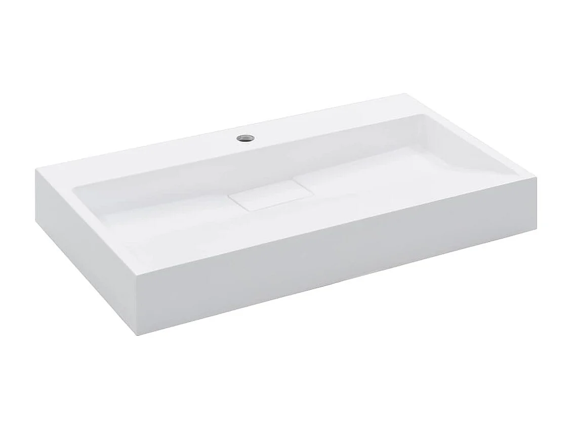 Lavabo 80x46x11 cm Fonte minérale/marbre Blanc