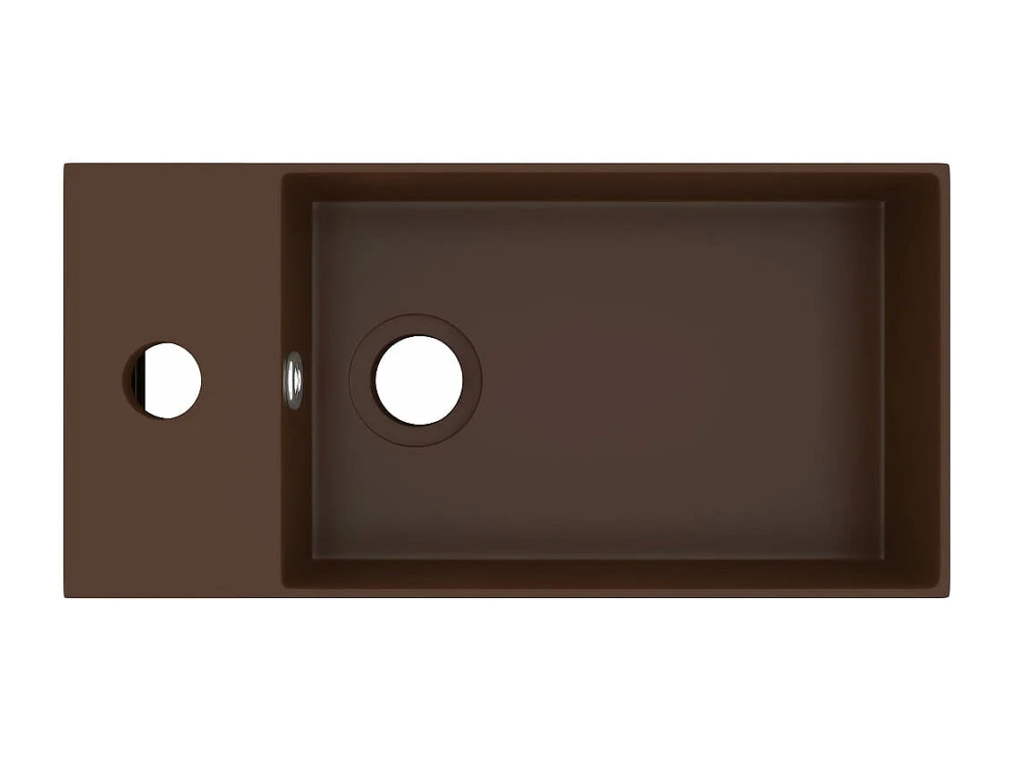 Waschbecken mit Überlauf aus Keramik in Dunkelbraun