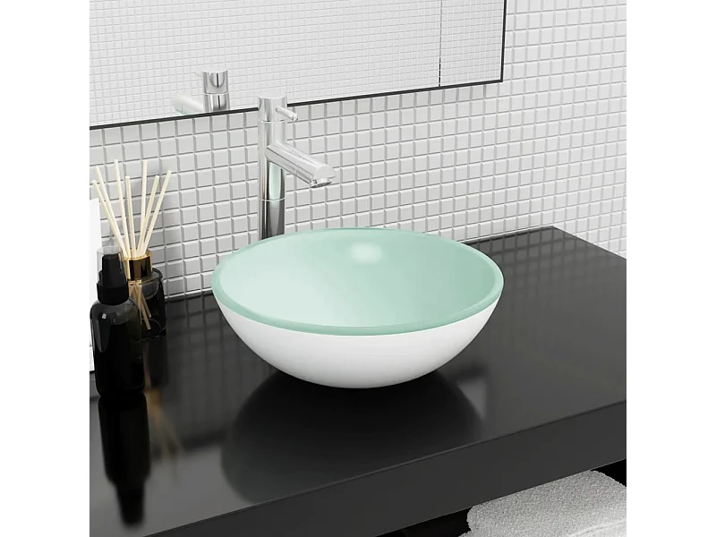 Lavabo Verre trempé 35x12 cm Blanc