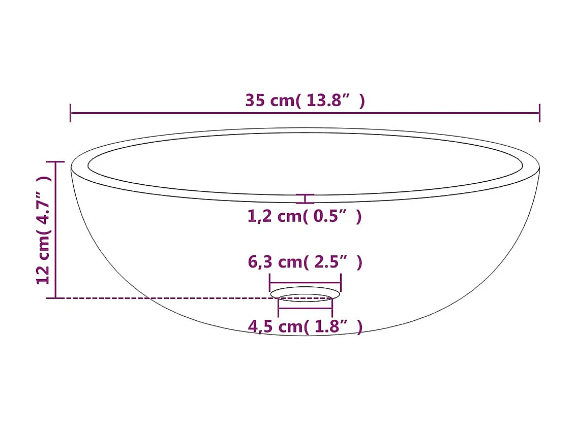 Lavabo Verre trempé 35x12 cm Blanc