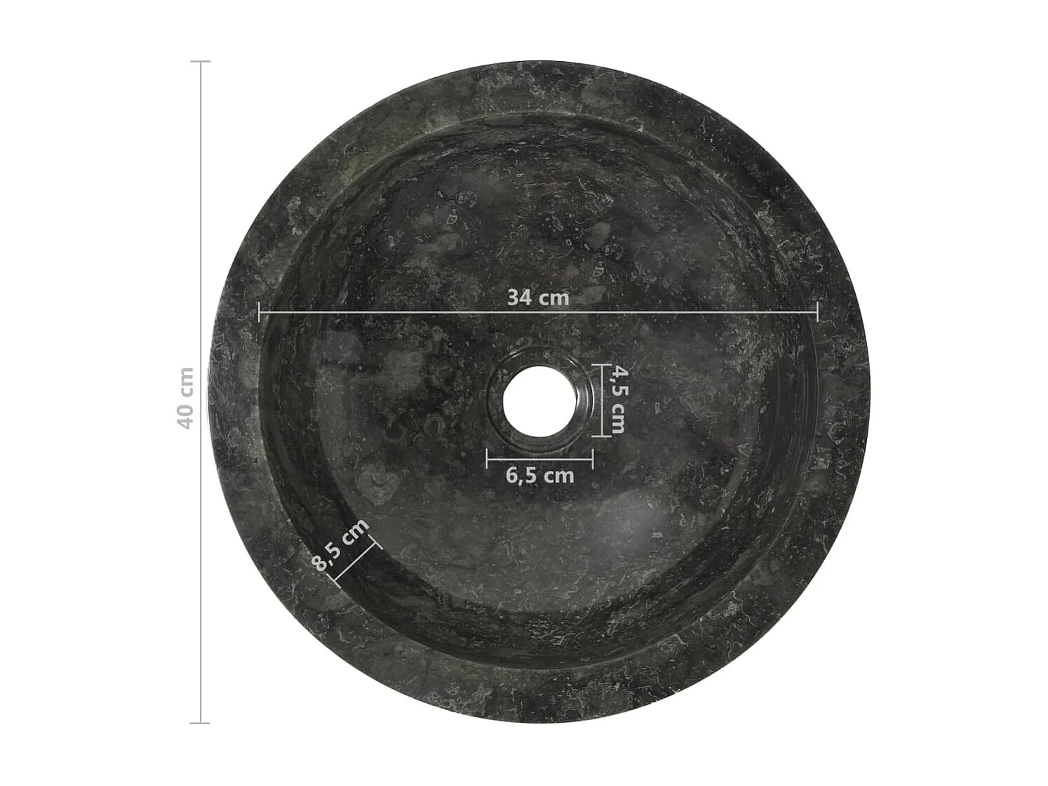 Évier 40 x 12 cm Marbre Noir