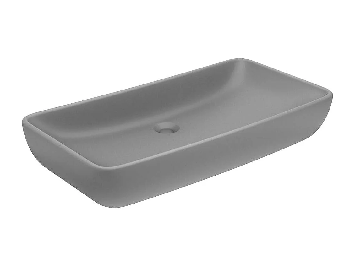 Lavabo de luxe rectangulaire Gris clair mat 71x38 cm Céramique