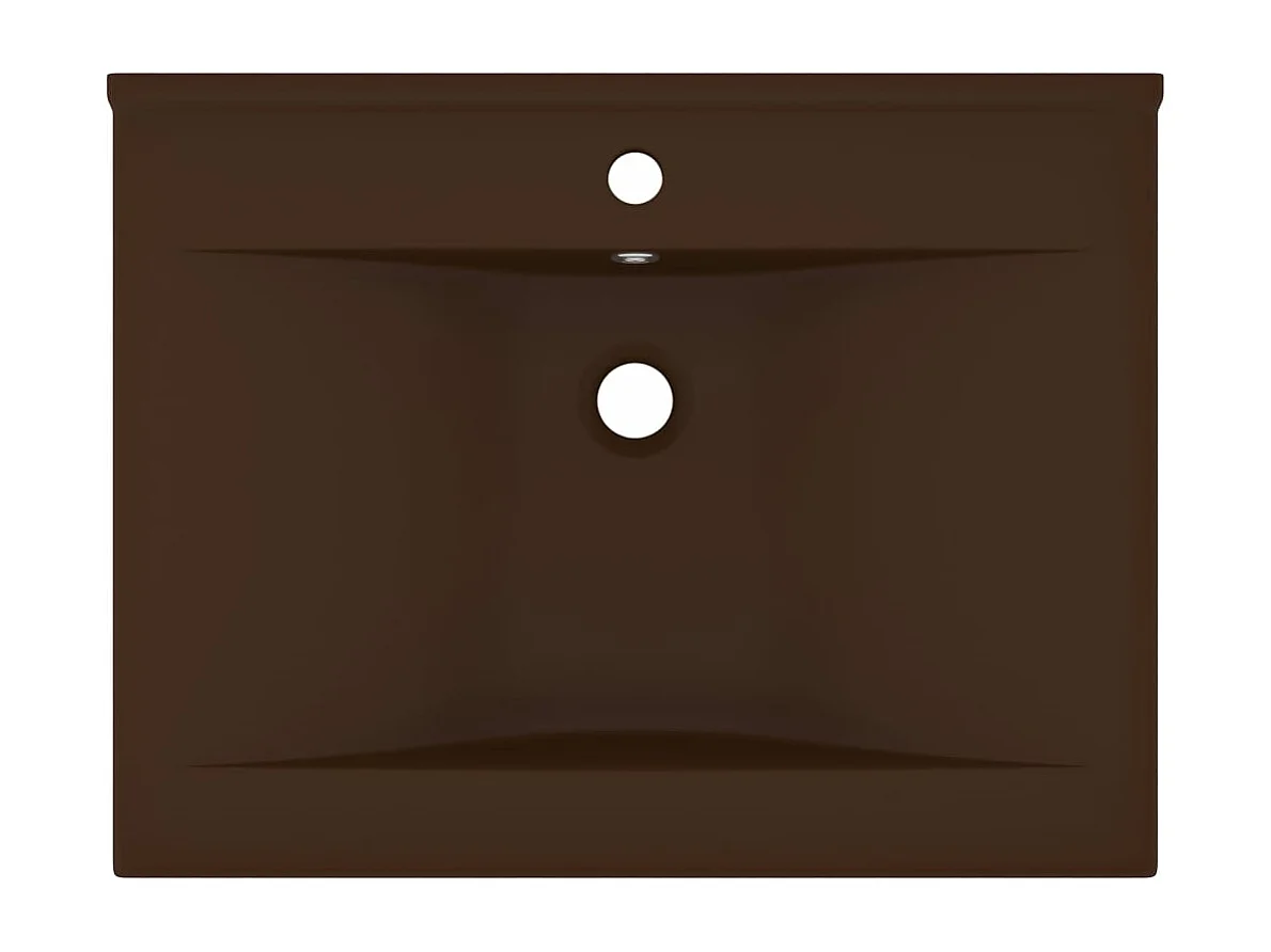 Lavabo avec trou de robinet Marron foncé mat 60x46 cm Céramique