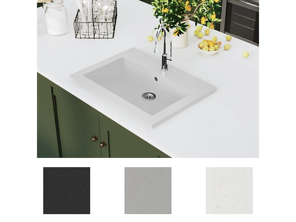 Lavabo en granit 600 x 450 x 120 mm Blanc