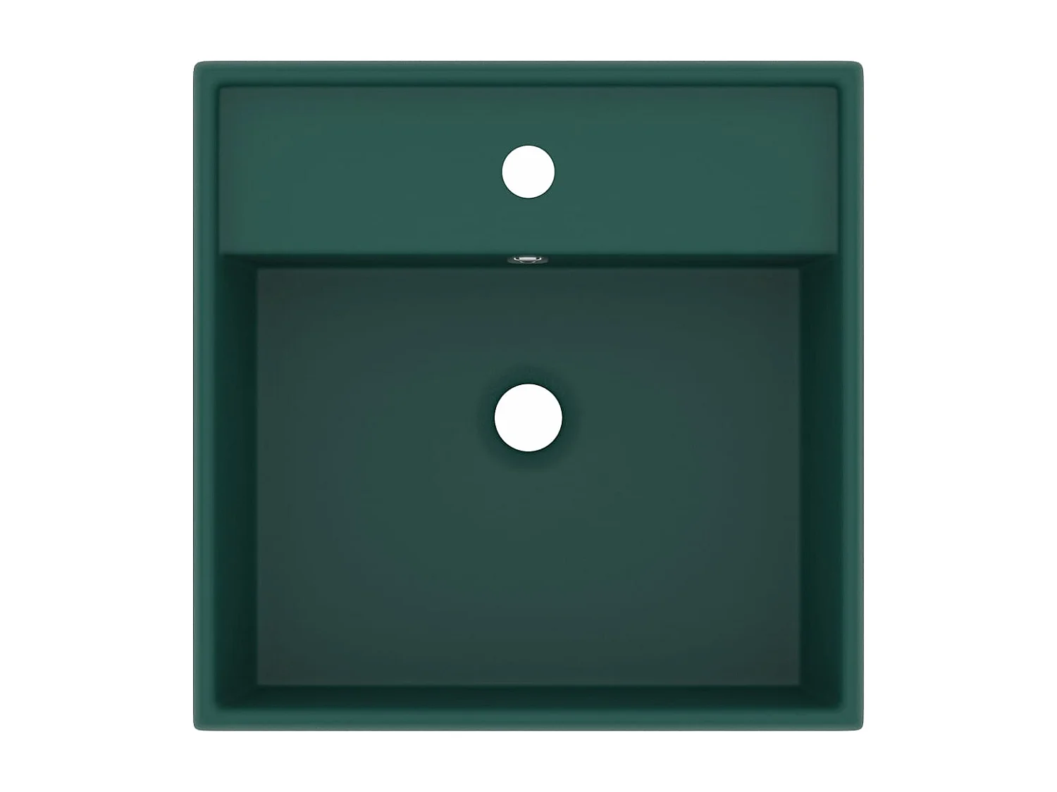 Lavabo cuadrado con rebosadero Verde oscuro mate 41x41 cm Cerámica