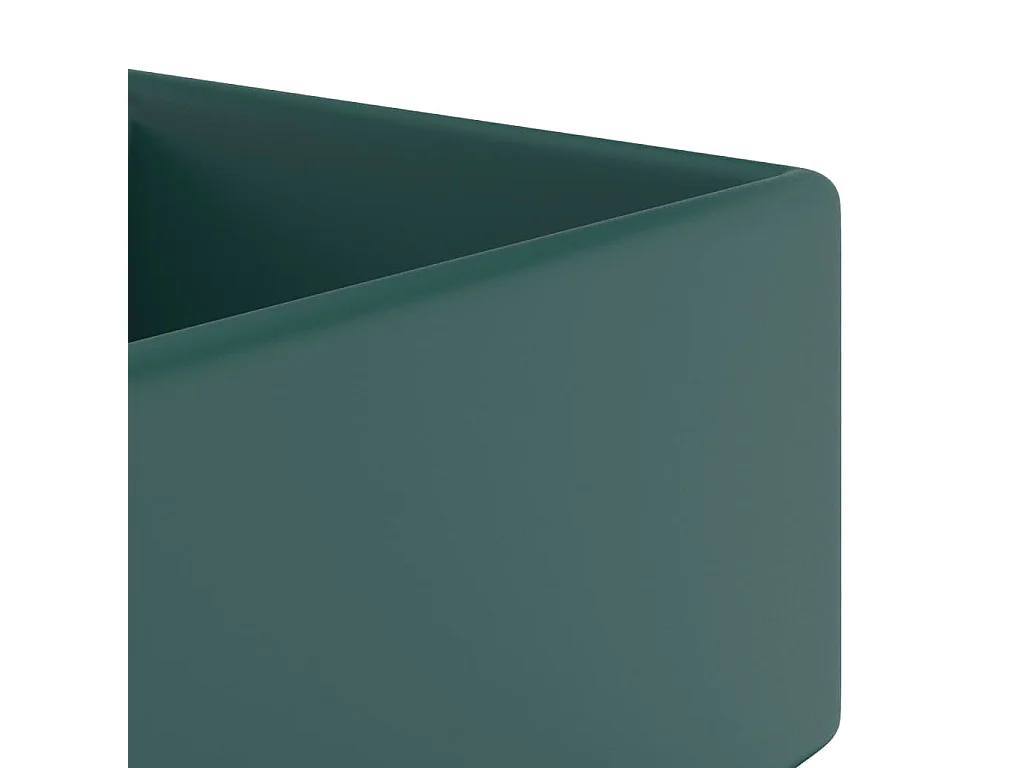 Lavabo cuadrado con rebosadero Verde oscuro mate 41x41 cm Cerámica
