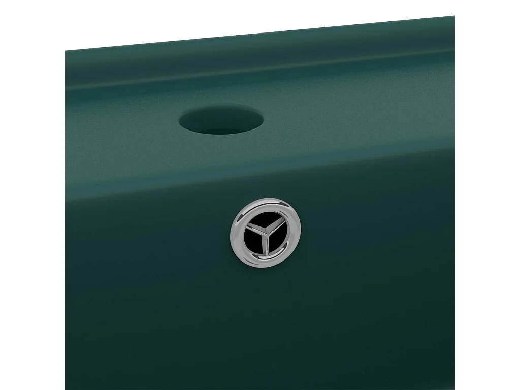 Lavabo cuadrado con rebosadero Verde oscuro mate 41x41 cm Cerámica