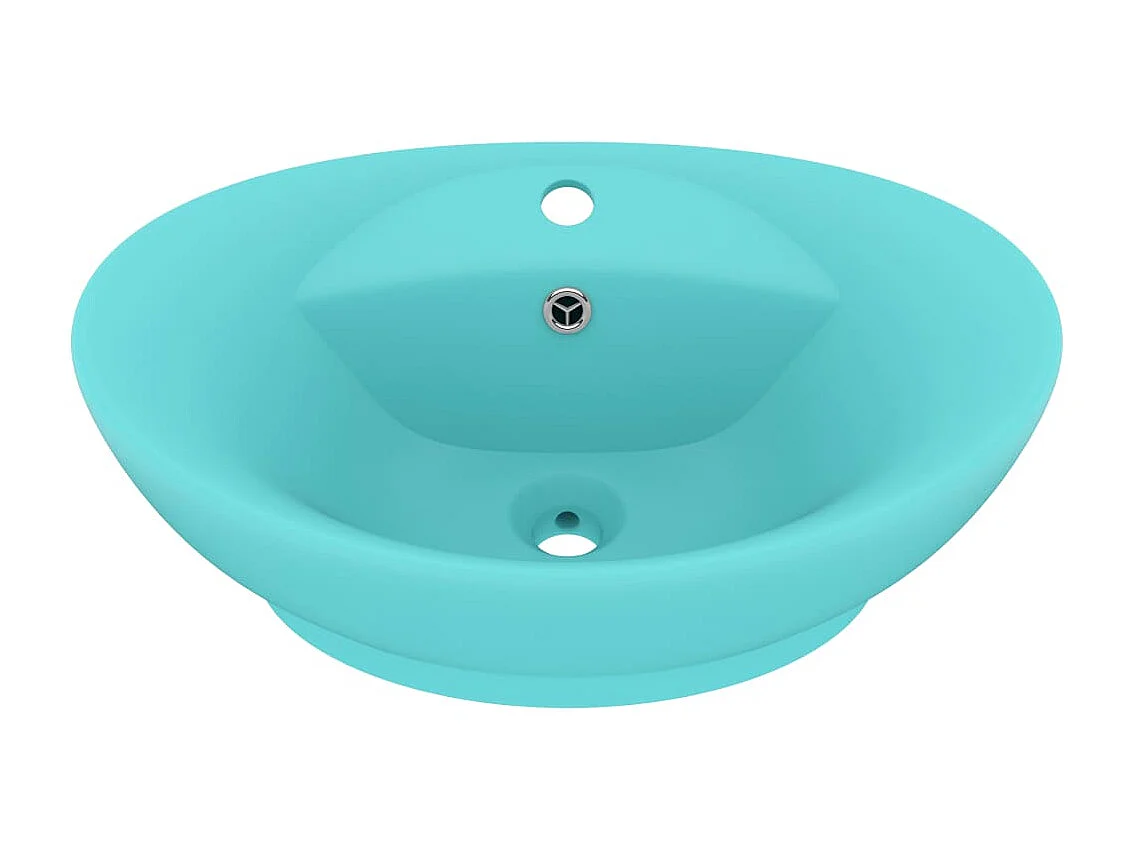 Lavabo ovalado con rebosadero Verde claro mate 58,5x39 cm Cerámica