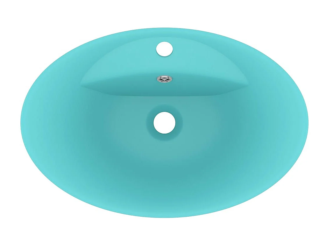 Lavabo ovale à trop-plein Vert clair mat 58,5x39 cm Céramique