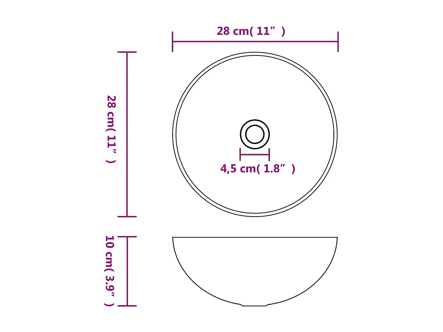 Lavabo de salle de bain Céramique Gris foncé Rond