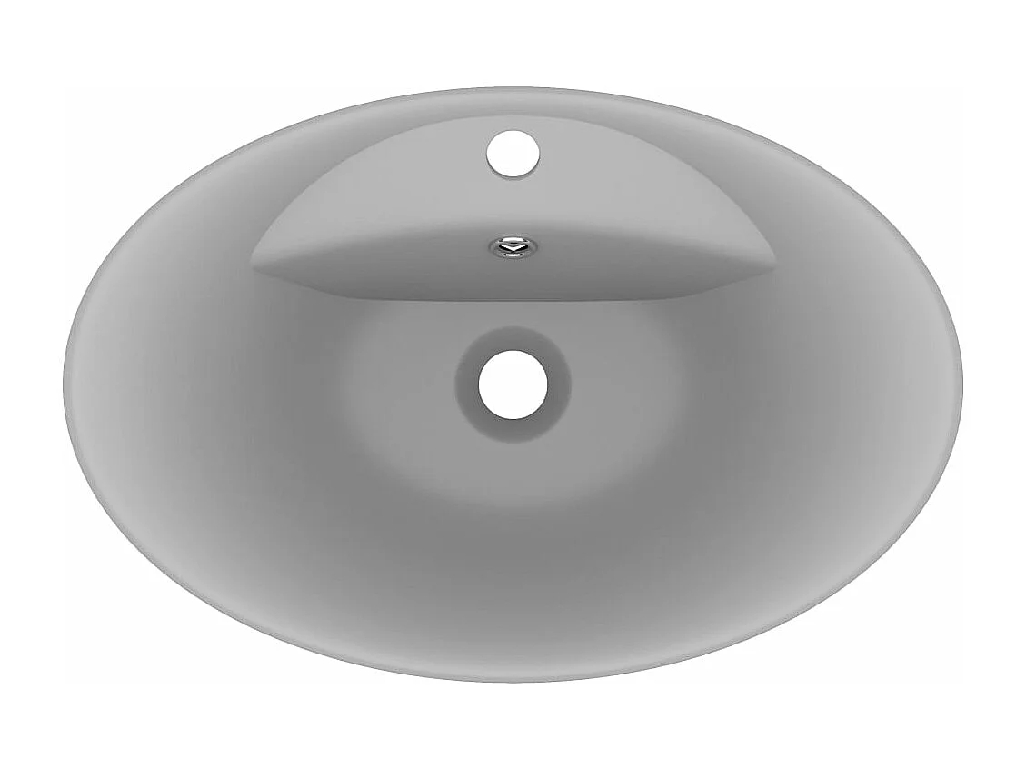 Lavabo ovale con troppopieno Grigio chiaro opaco 58,5x39 cm Ceramica