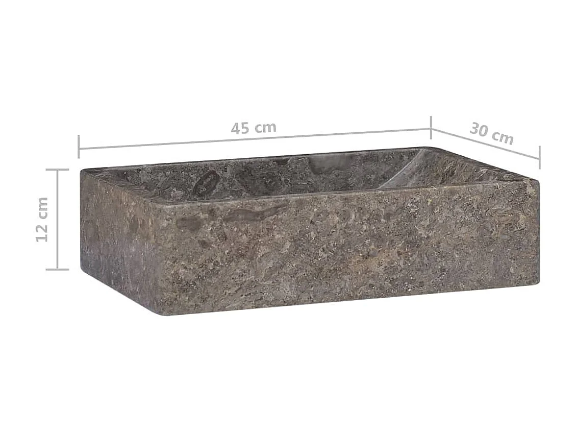 Lavabo 45x30x12 cm marmo grigio lucido