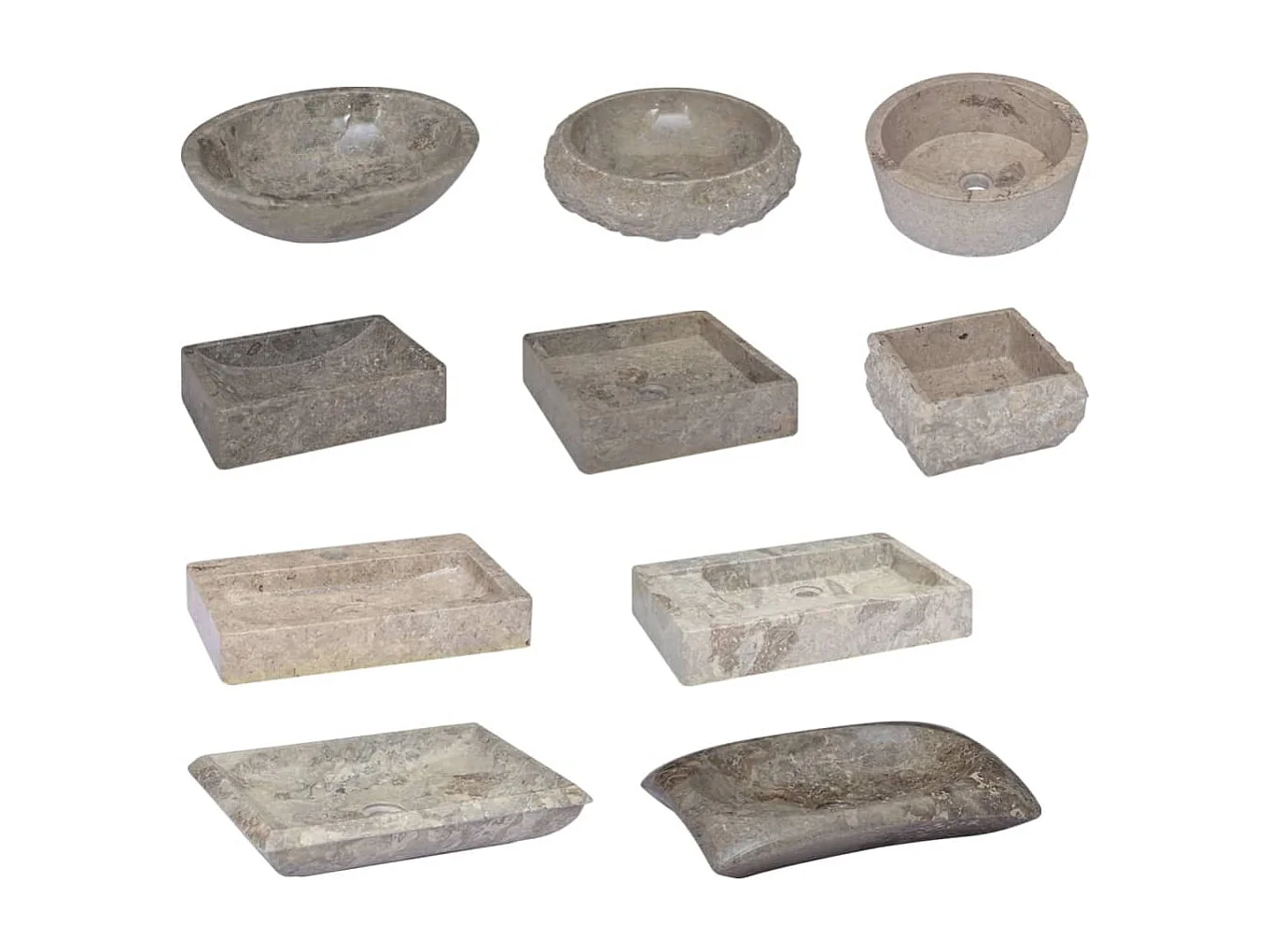 Lavabo 45x30x12 cm marmo grigio lucido