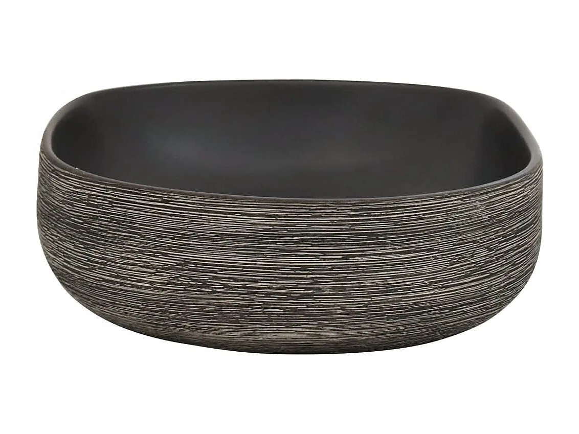 Vasque à poser gris et noir ovale 59x40x14 cm céramique