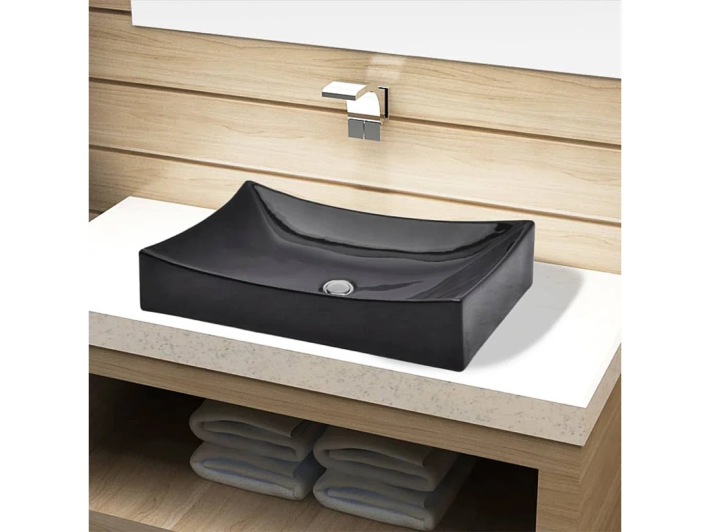 Vasque rectangulaire céramique Noir pour salle de bain