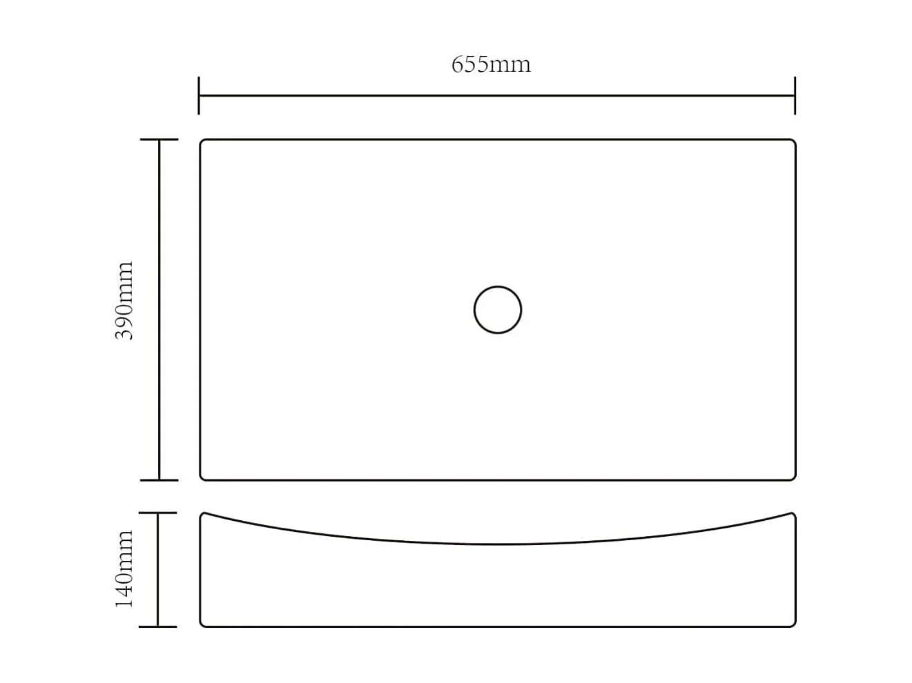 Vasque rectangulaire céramique Noir pour salle de bain