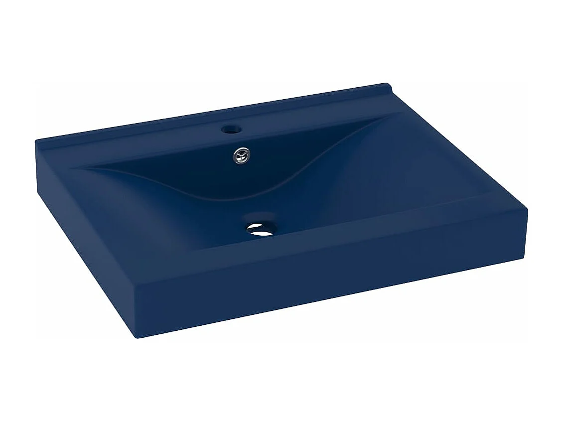 Lavatório com furo para torneira Azul escuro mate 60x46 cm Cerâmica