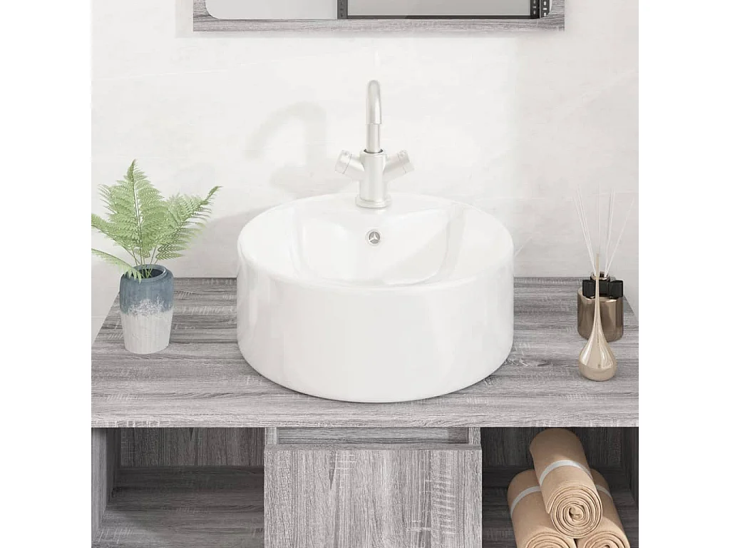 Lavabo blanc 40x14,5 cm céramique rond