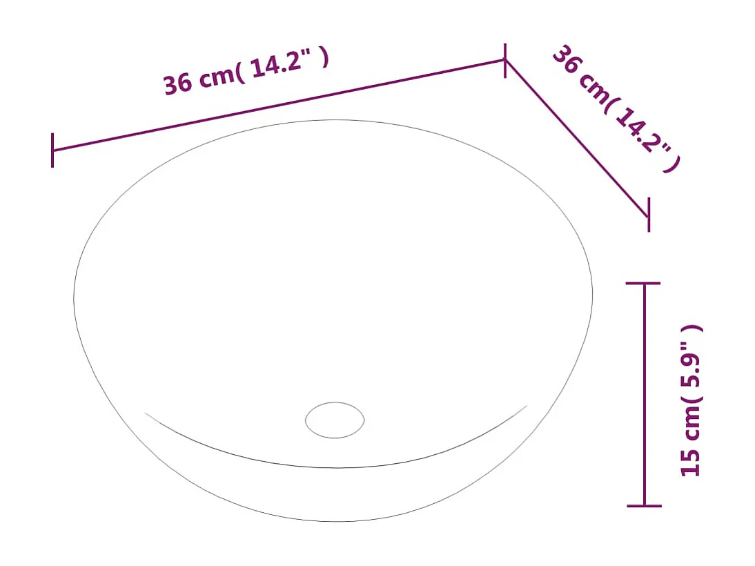 Lavabo blanc 36x15 cm céramique rond