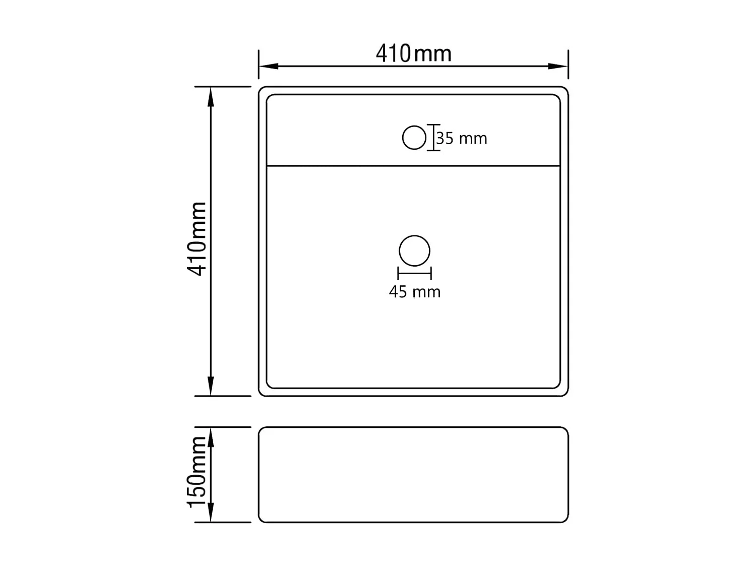 Lavabo Luxury cuadrado con rebosadero Blanco mate 41x41 cm Cerámica