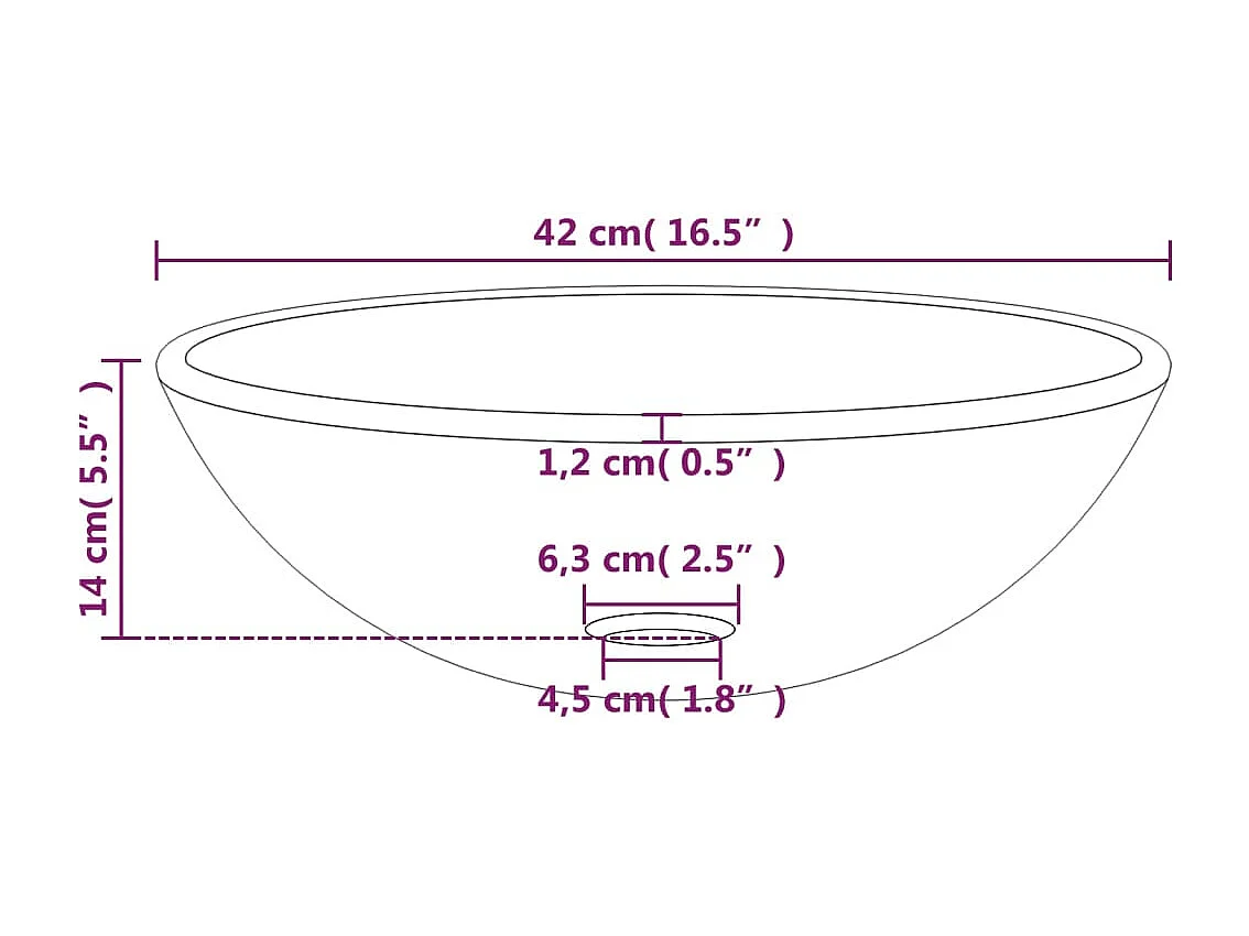 Waschbecken aus gehärtetem Glas, 42 x 14 cm, Blau