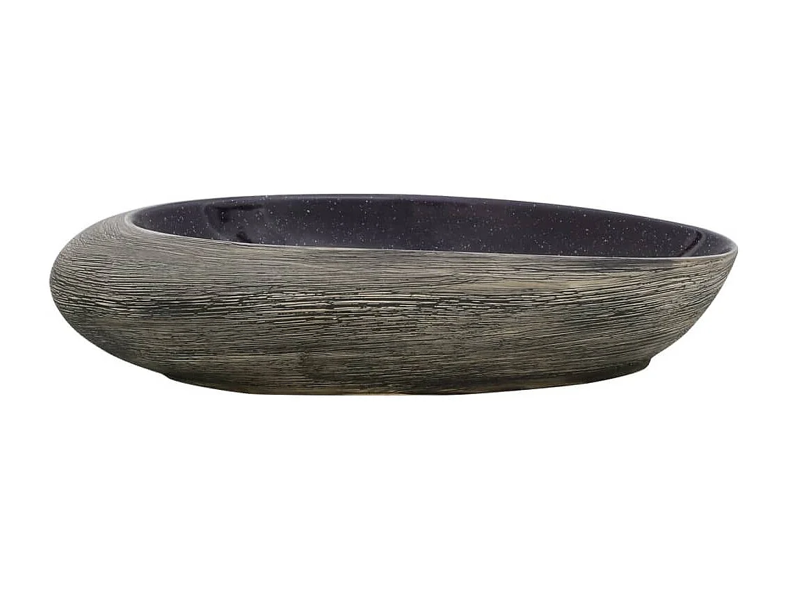 Lavatório de bancada oval roxo e cinza 59x40x14 cm cerâmica