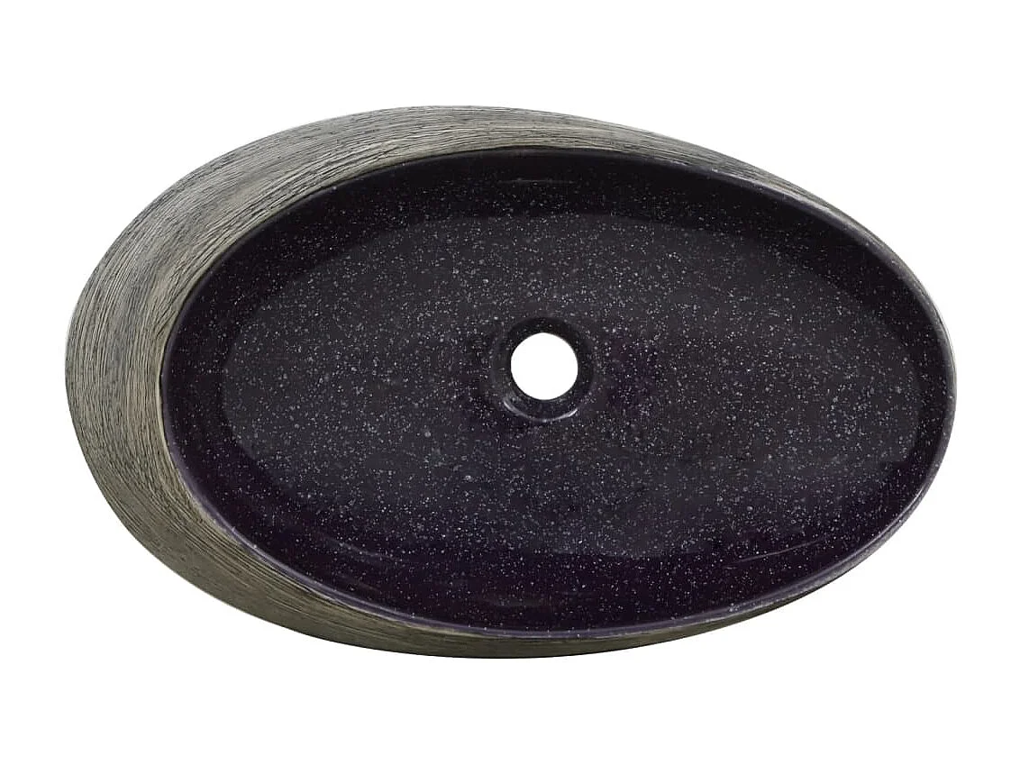 Lavatório de bancada oval roxo e cinza 59x40x14 cm cerâmica