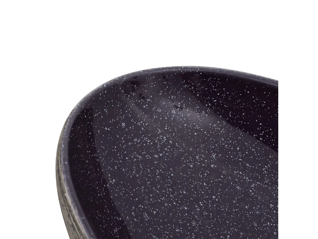 Lavatório de bancada oval roxo e cinza 59x40x14 cm cerâmica