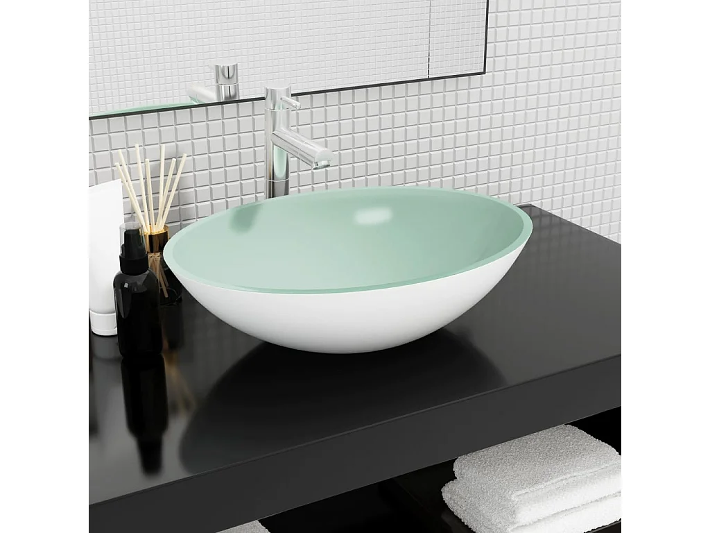 Lavabo in Vetro 50x37x14 cm Bianco