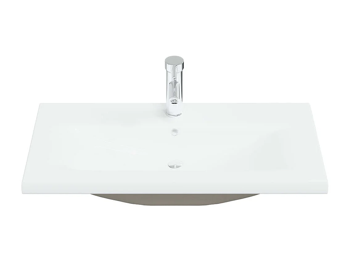 Pia embutida com torneira 81x39x18 cm cerâmica branca