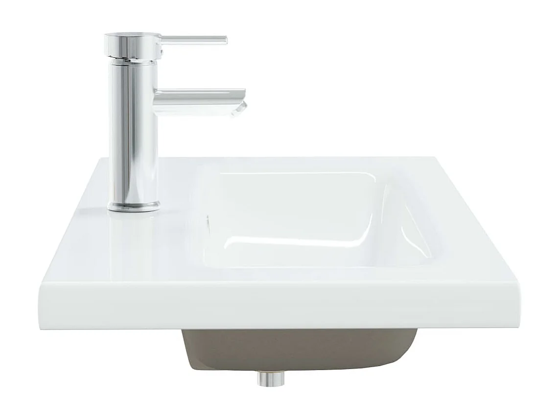 Pia embutida com torneira 81x39x18 cm cerâmica branca