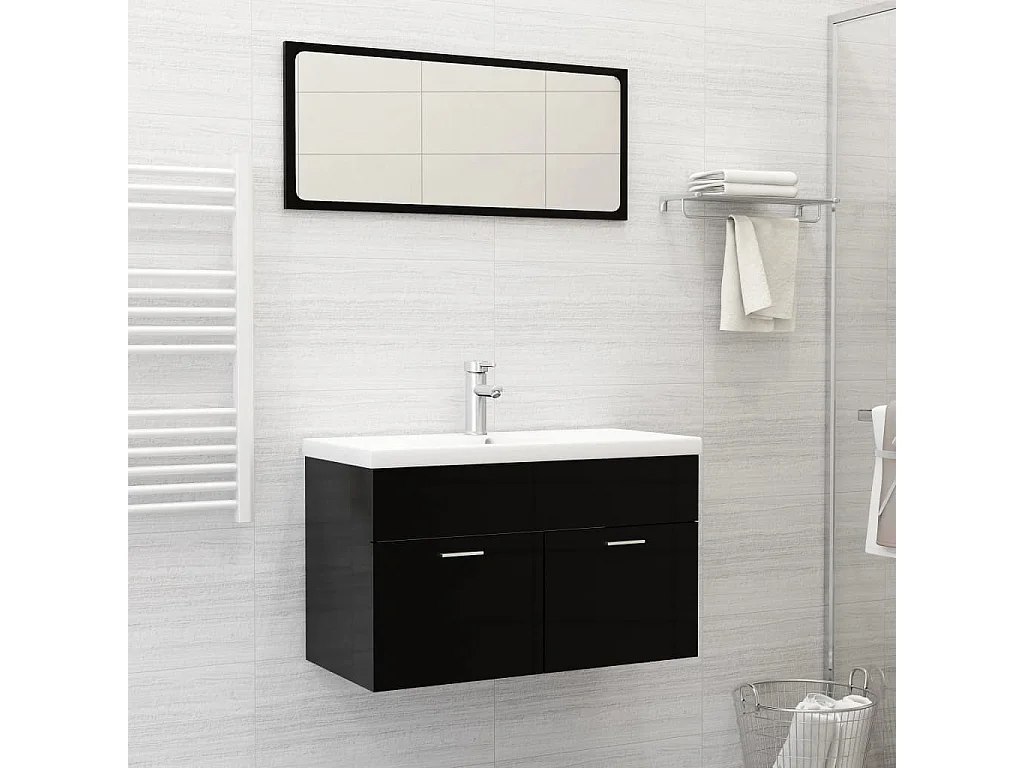 Lavello incasso con rubinetto 81x39x18 cm in ceramica bianca