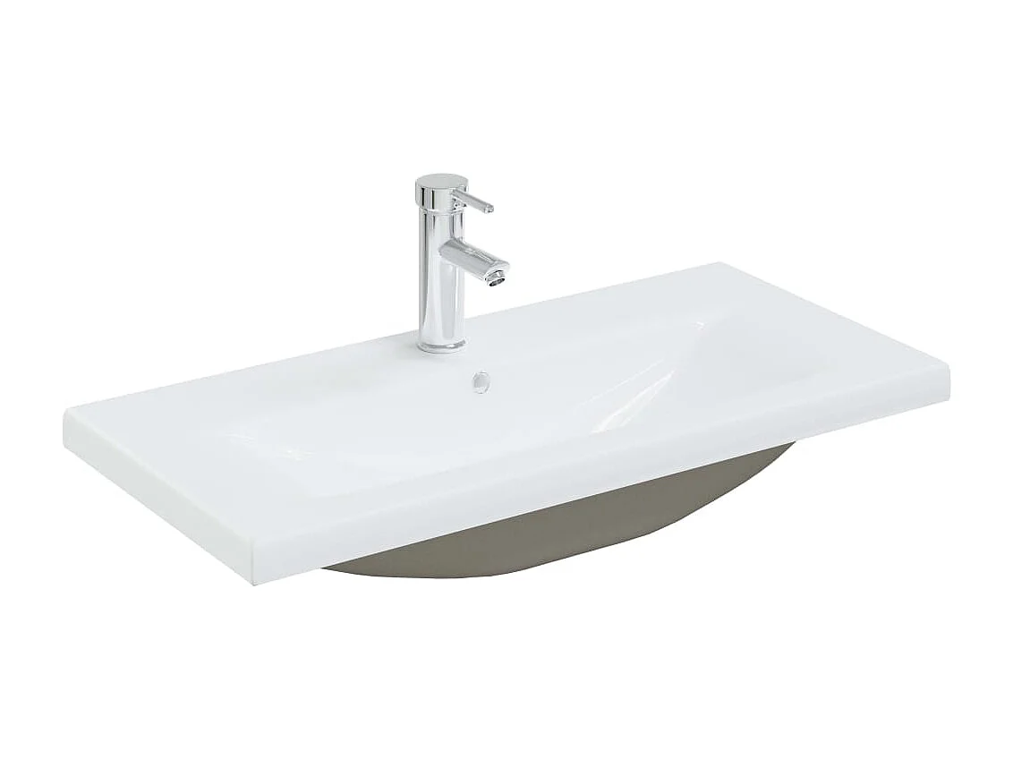 Lavello incasso con rubinetto 81x39x18 cm in ceramica bianca