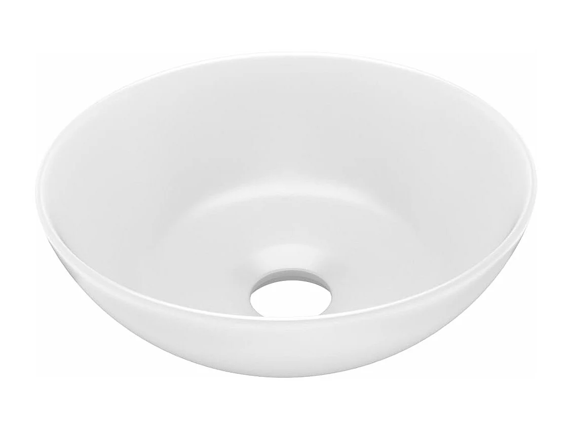 Lavabo Bagno In Ceramica Bianco Opaco Rotondo