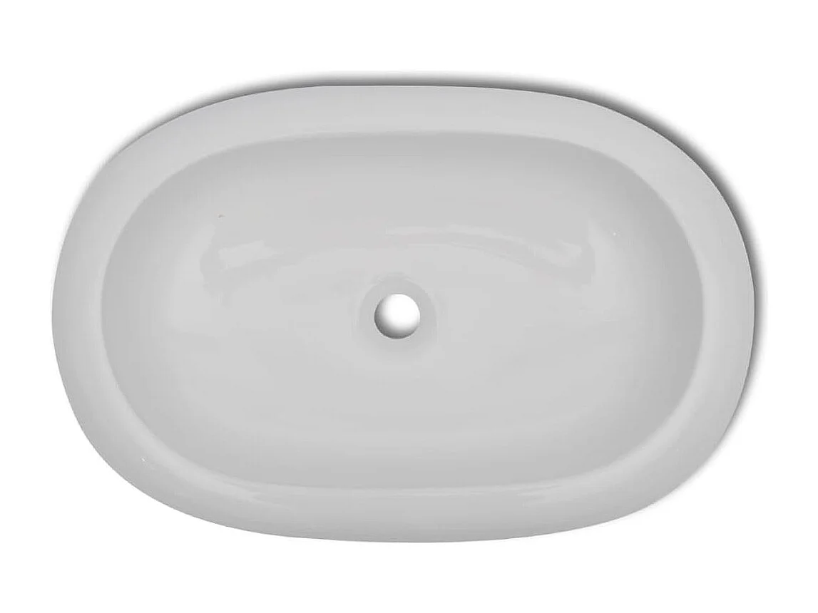 Lavabo de salle de bain avec mitigeur Céramique Ovale Blanc