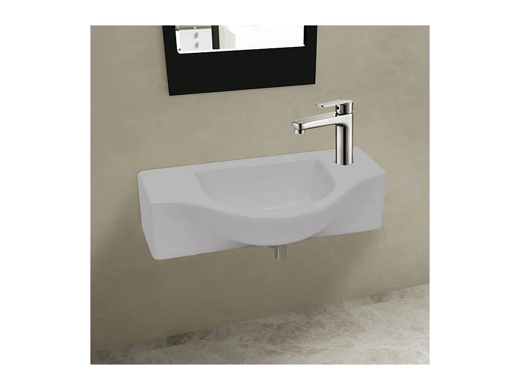 Lavabo con foro per rubinetto in ceramica bianca per bagno