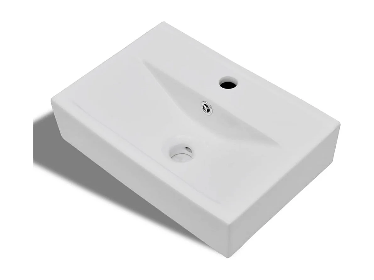 Vasque à trou de trop-plein/robinet céramique pour salle de bain Blanc