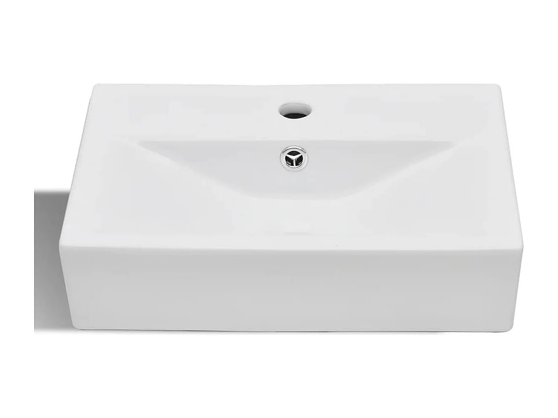 Vasque à trou de trop-plein/robinet céramique pour salle de bain Blanc