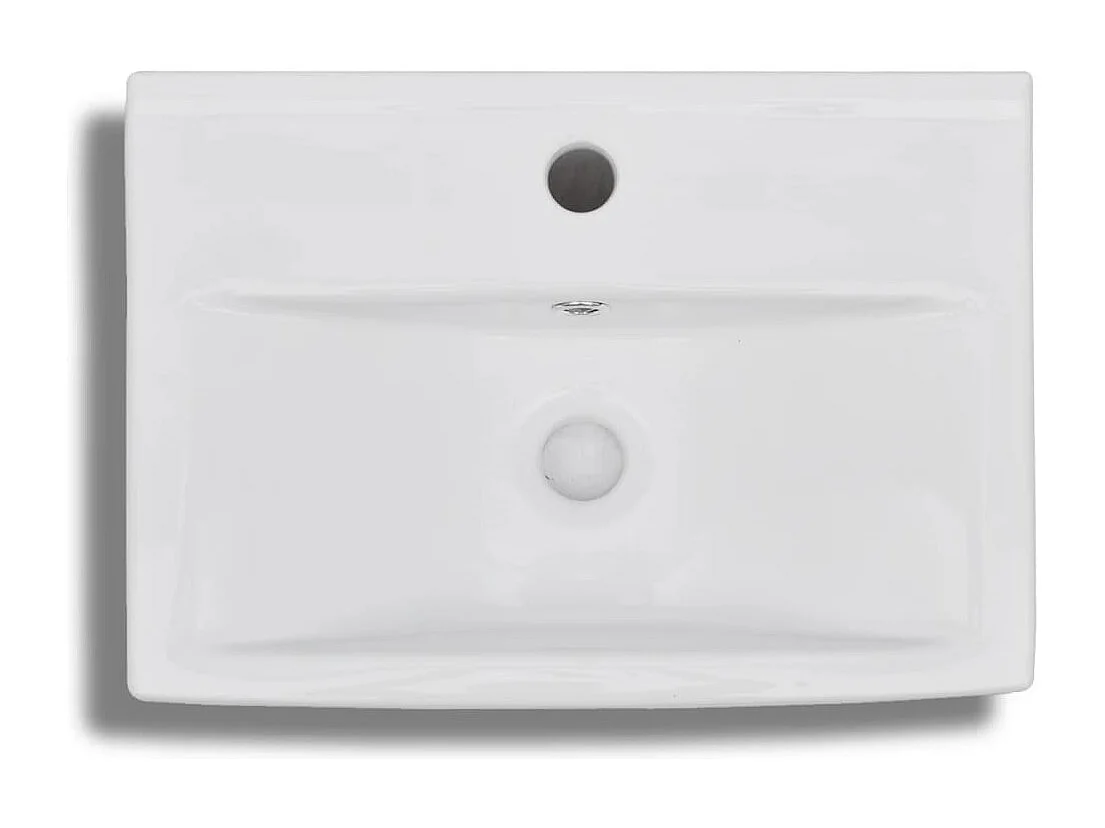 Vasque à trou de trop-plein/robinet céramique pour salle de bain Blanc