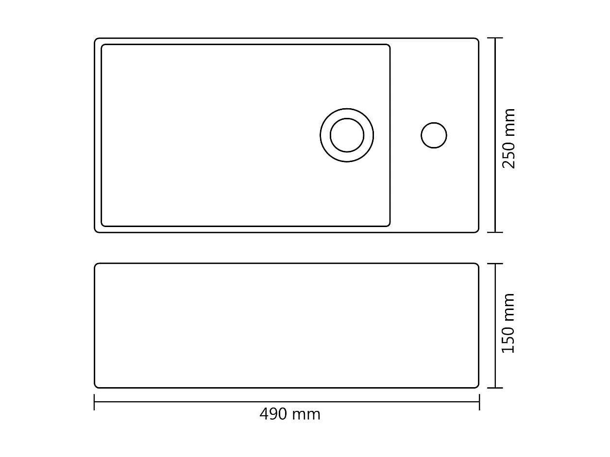 Lavabo avec trop-plein 49 x 25 x 15 cm Céramique Argenté