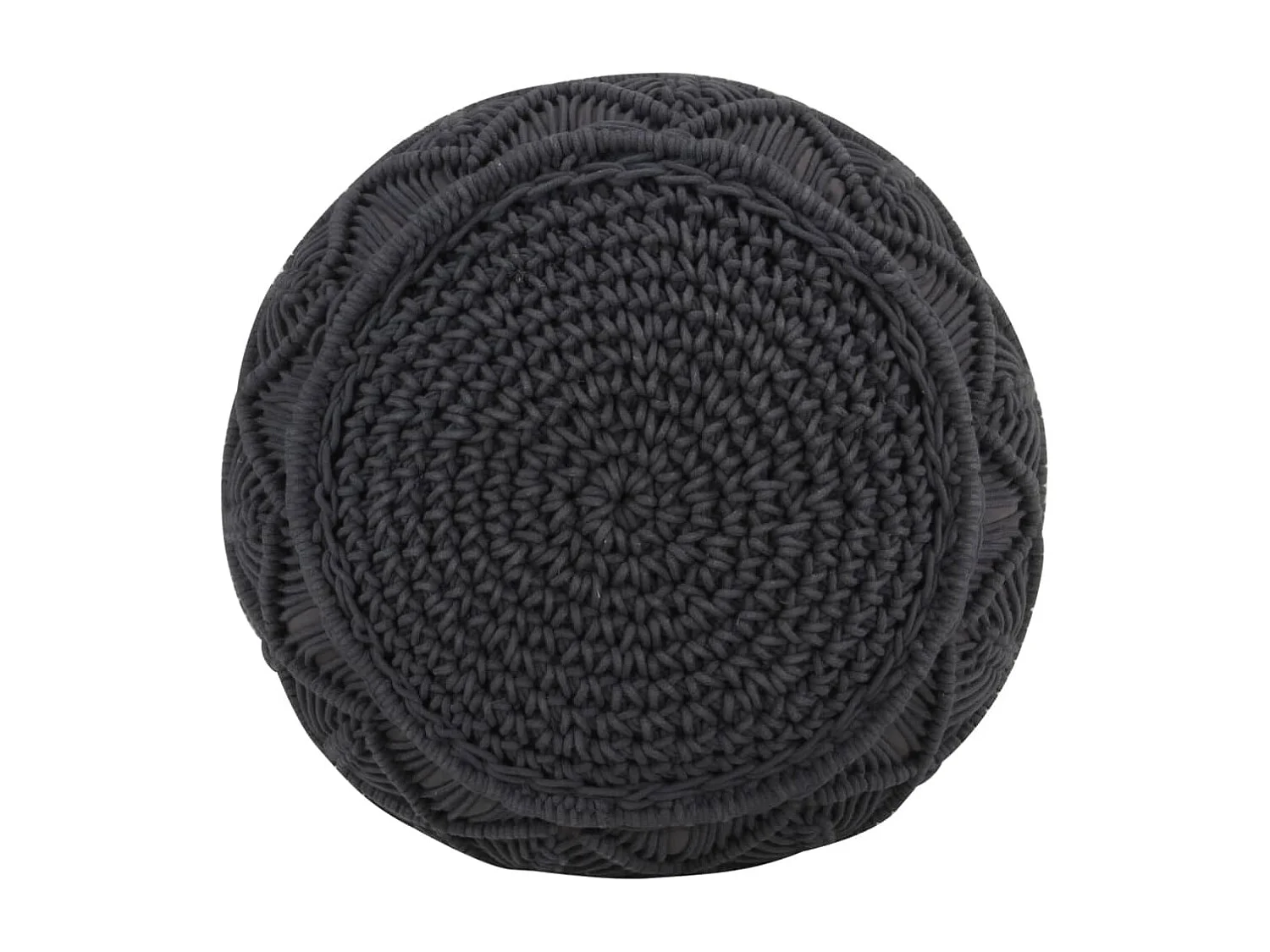 Pouf fait à la main en macramé Anthracite 45x30 cm Coton