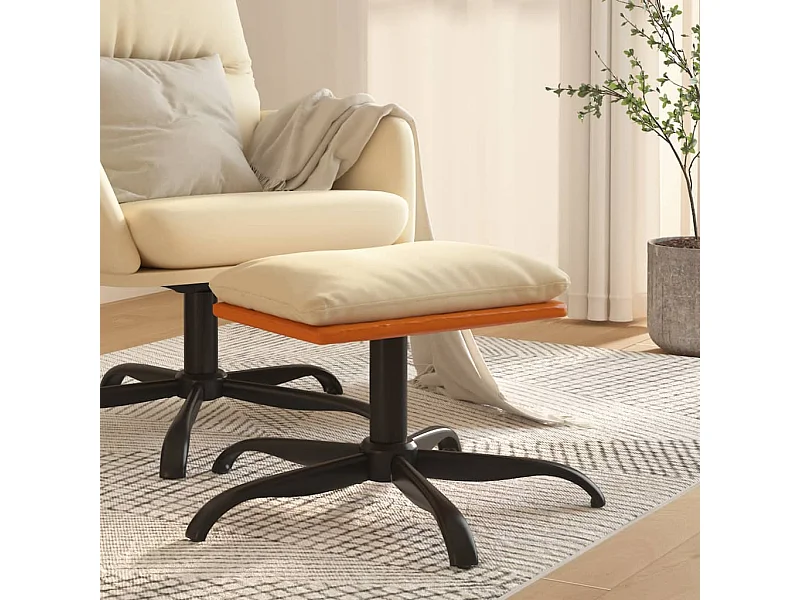 Fußhocker Creme 60x60x36 cm Stoff und Kunstleder