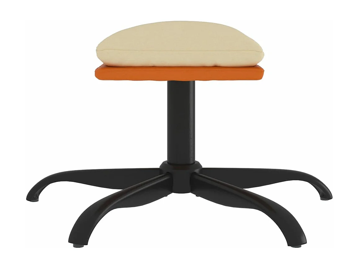 Reposapiés Crema 60x60x36 cm Tela y piel sintética