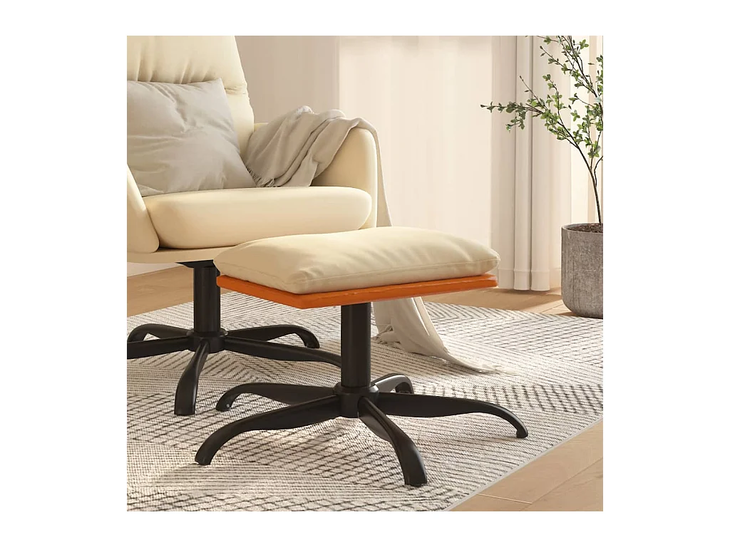 Poggiapiedi Crema 60x60x36 cm Tessuto ed ecopelle