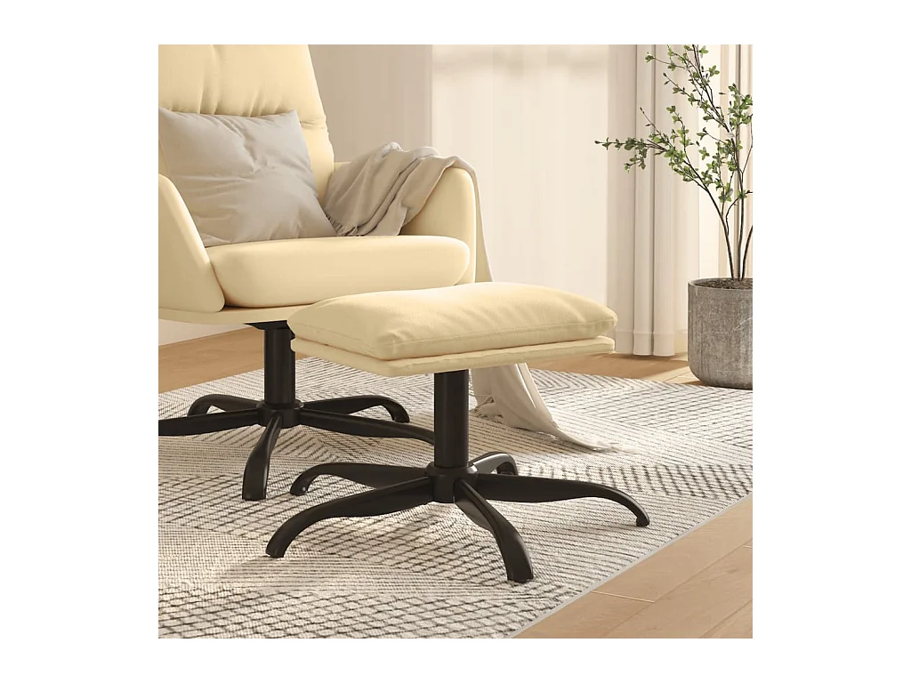 Repose-pied Blanc crème 60x60x36 cm Velours