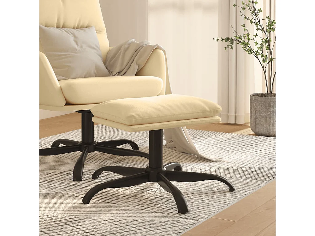 Repose-pied Blanc crème 60x60x36 cm Velours