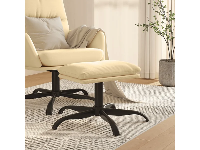 Repose-pied Blanc crème 60x60x36 cm Velours